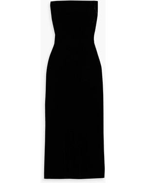 Veronica Beard Flora Strapless Velvet Midi Dress - Black