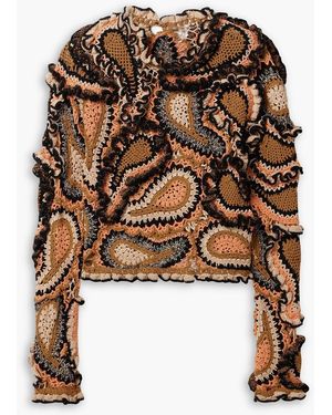 Ulla Johnson Sunara oberteil aus gehäkelter baumwolle mit rüschen - Braun