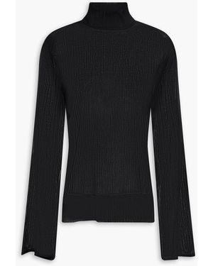 TOTEME Cotton And Silk-Blend Crepe Turtleneck Top - Black