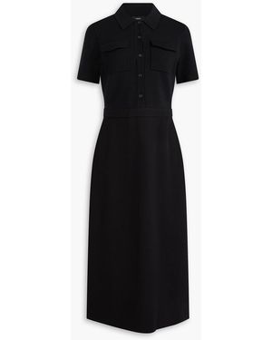 Theory Merino Wool-blend And Crepe Midi Dress - Black