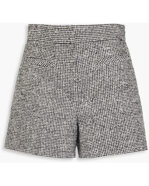 Sandro Houndstooth Wool-blend Tweed Shorts - Grey
