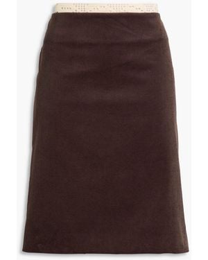 Magda Butrym Crochet-Trimmed Cotton-Corduroy Skirt - Brown