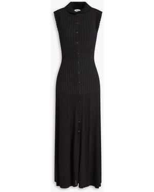 Sandro Ribbed-knit Midi Dress - Black