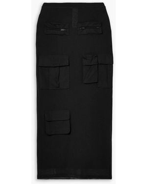 Acne Studios Cotton Poplin-Trimmed Mesh Midi Skirt - Black