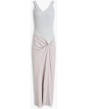 Victoria Beckham Draped Ribbed-Knit And Crepe Maxi Dress - White