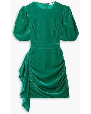 RHODE Pia minikleid aus samt mit raffungen und rüsche - Grün