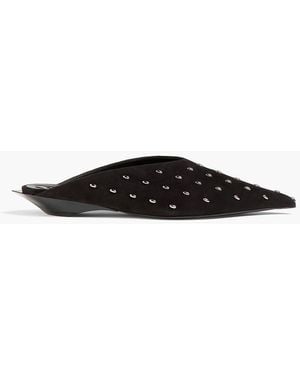 Mugler Embellished Seude Mules - Black