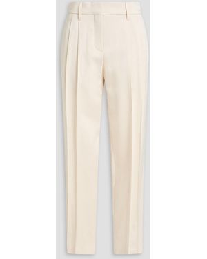 Brunello Cucinelli Pleated Satin Straight-Leg Trousers - Natural