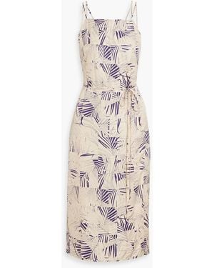 Equipment Carris Wrap-effect Printed Twill Midi Dress - Natural