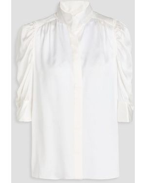 FRAME Gathered Silk Crepe De Chine Blouse - White