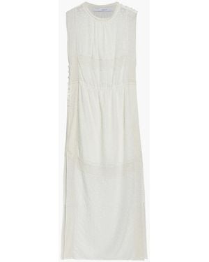 IRO Frenesy Embroidered Tulle-paneled Fil Coupé Georgette Maxi Dress - White