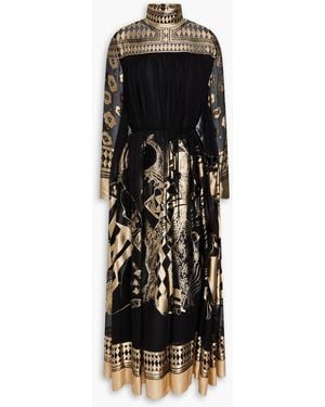 Zimmermann Cape-Effect Burnout Satin-Jacquard Gown - Black