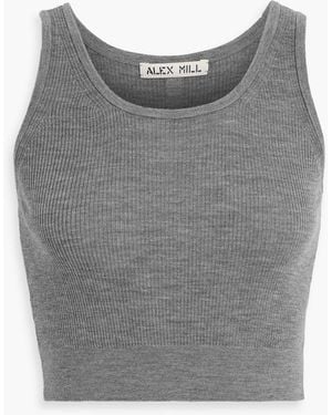 Alex Mill Ava Cropped Mélange Ribbed Wool Tank - Gray