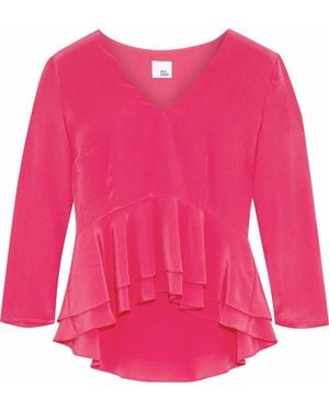 Iris & Ink Marissa Ruffled Silk Crepe De Chine Peplum Blouse - Pink