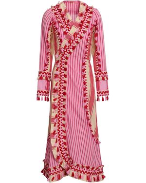 Dodo Bar Or Miranda embroidered striped cotton-gauze midi wrap dress - Rot