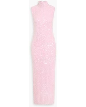 LAPOINTE Sequined Chiffon Midi Dress - Pink