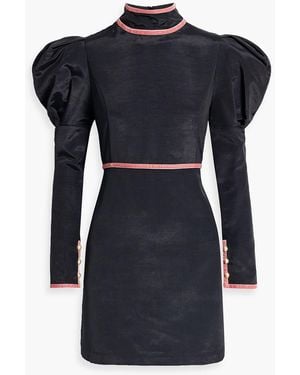 BATSHEVA Tate verziertes minikleid aus faille mit samtbesatz - Blau