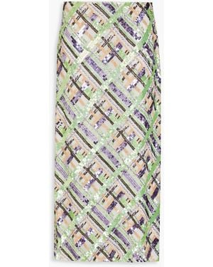 Veronica Beard Brent Embellished Georgette Midi Skirt - Purple