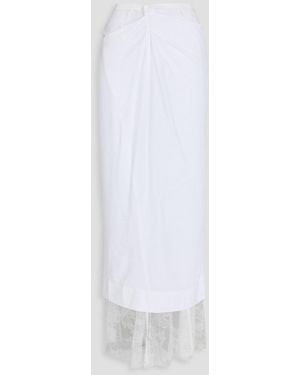Jacquemus Layered Twill And Corded Lace Maxi Skirt - White