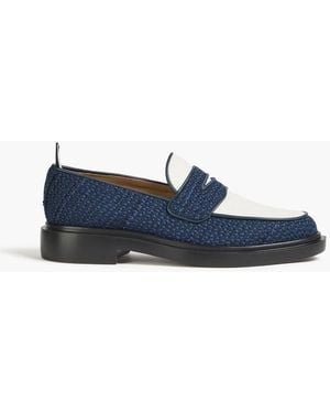 Thom Browne Tweed And Leather Penny Loafers - Blue