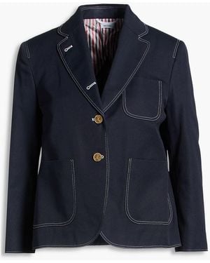 Thom Browne Topstitched Cotton Blazer - Blue