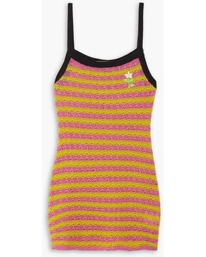 Cormio Vanessa Striped Embroidered Linen-blend Mini Dress - Brown