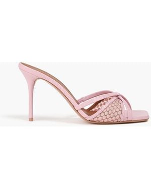 Malone Souliers Penny 85 Leather-Trimmed Lace Mules - Pink