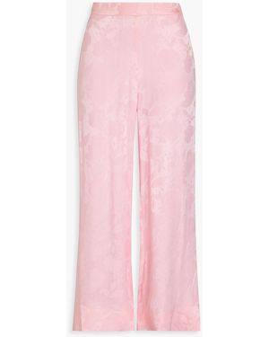 The Vampire's Wife Cropped Satin-jacquard Flared Trousers - Pink