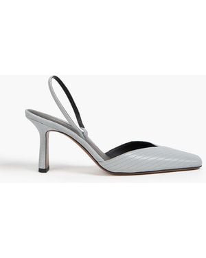 Neous Dilmun Suede-Trimmed Leather Slingback Court Shoes - Metallic