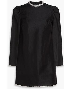 Zimmermann Crystal-Embellished Organza-Paneled Linen And Silk-Blend Mini Dress - Black