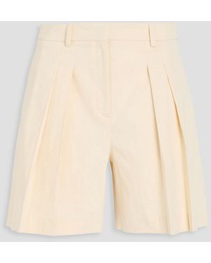 Theory Pleated Linen-blend Shorts - Natural