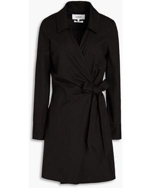 Ba&sh Olga Ruched Cotton-blend Canvas Mini Wrap Dress - Black