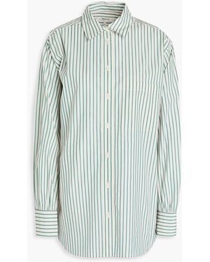 FRAME Striped Cotton Oxford Shirt - Blue
