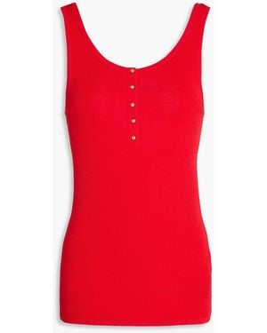 Sandro Ribbed Cotton-Blend Tank - Red