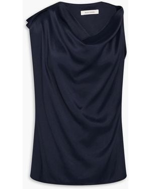 Wales Bonner Asymmetric Satin-Crepe Top - Blue