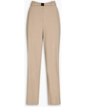 Brunello Cucinelli Belted Twill Straight-Leg Trousers - Natural