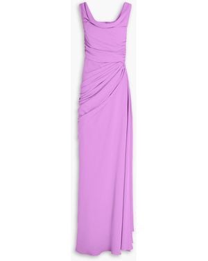 Rhea Costa Draped Crepe Gown - Purple