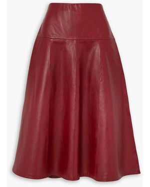 Cefinn Sierra Panelled Leather Midi Skirt - Red