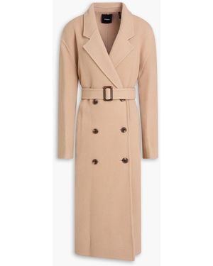 Theory Belted Wool And Cashmere-Blend Trench Coat - Natural