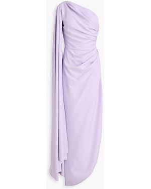 Rhea Costa One-Shoulder Draped Crepe Gown - Purple