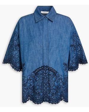 Zimmermann Embroidered Denim Shirt - Blue