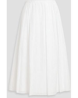 Theory Pleated Cotton-Jacquard Midi Skirt - White