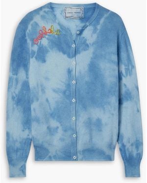 Lingua Franca Ooh La La Bead-embellished Tie-dyed Cashmere Cardigan - Blue