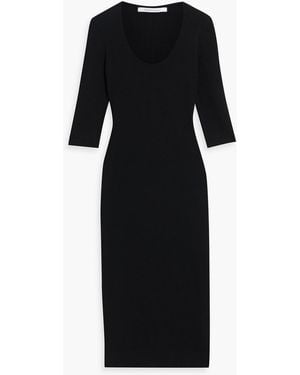 Another Tomorrow Ribbed Wool-blend Dress - Black