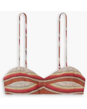 Miguelina Bustier aus leinen mit streifen - Weiß