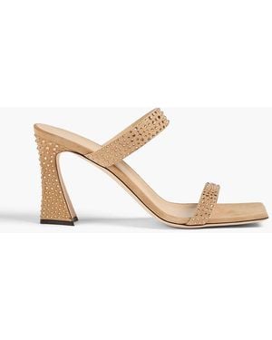 Giuseppe Zanotti Mules "vanilla 85" aus veloursleder mit kristallverzierung - Natur