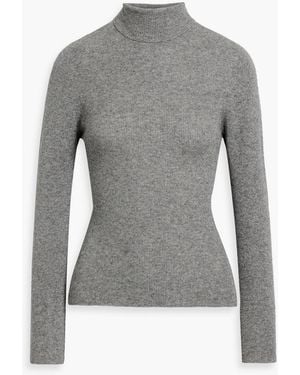 The Elder Statesman Delicash Ribbed Cashmere And Silk-Blend Turtleneck Sweater - Gray