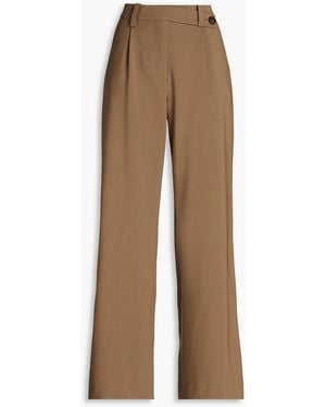 Maje Pleated Twill Wide-leg Trousers - Natural