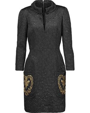 Philosophy Di Lorenzo Serafini Embroidered Satin-Jacquard Mini Dress - Black
