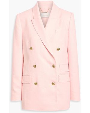 Zimmermann Double-Breasted Linen Blazer - Pink